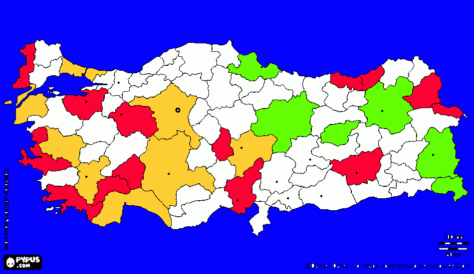 gezdiğim ve gezeceğim şehirler haritası boyama