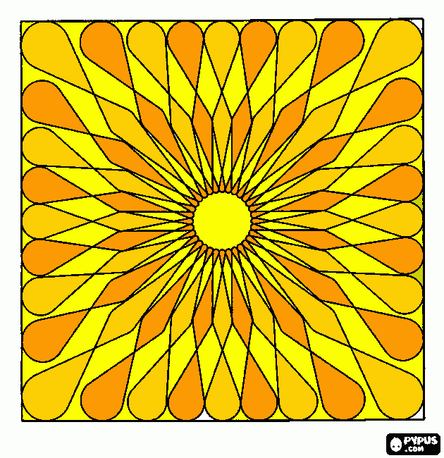 Mandala daire kare boyama Güneş boyama