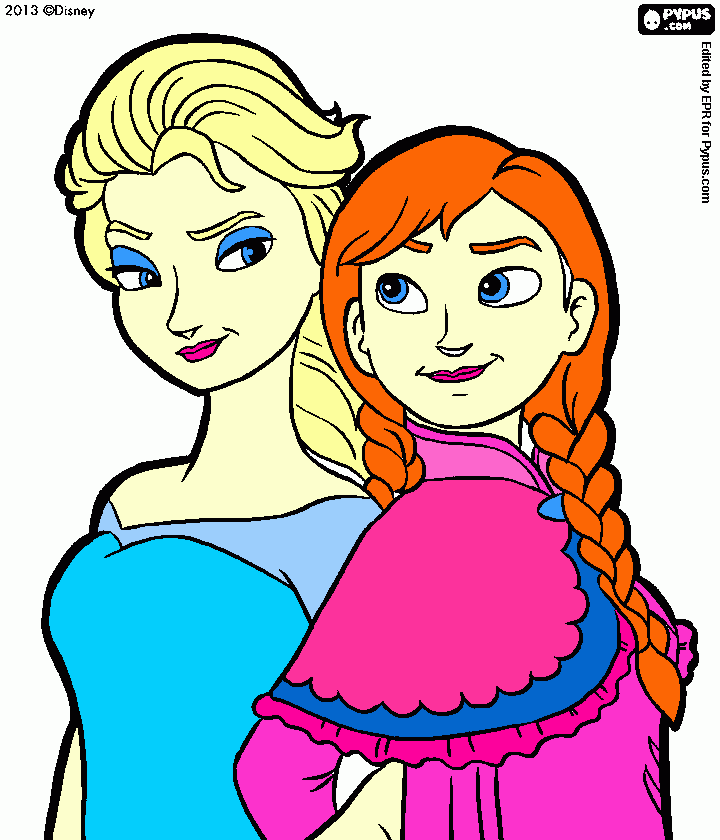prenses elsa ve anna çizimi boyama