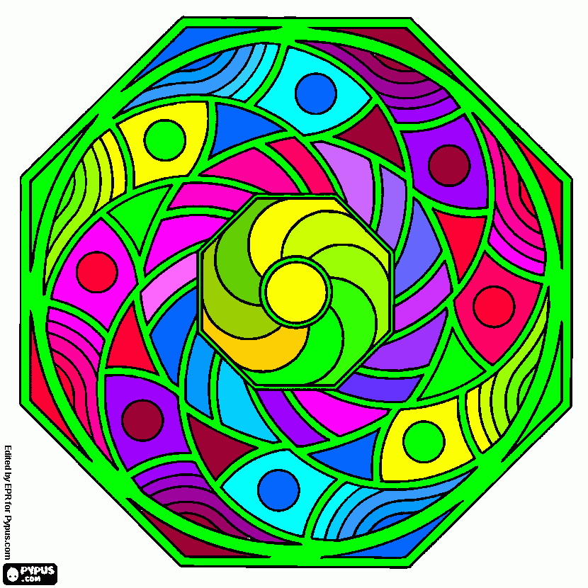 Sekizgen mandala boyama/Gökkuşağı boyama