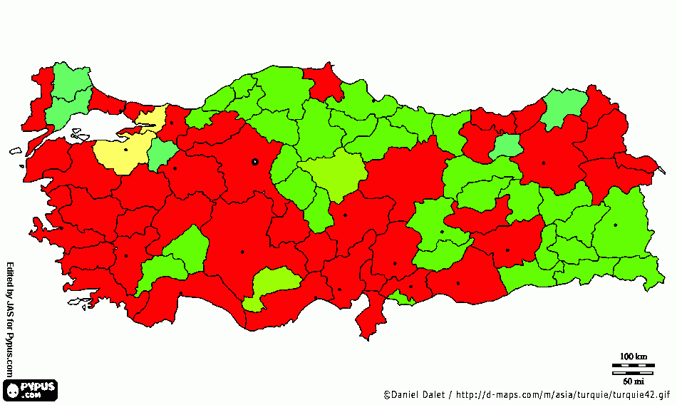 TÜRKİYE NÜFUS DAĞILIŞI boyama