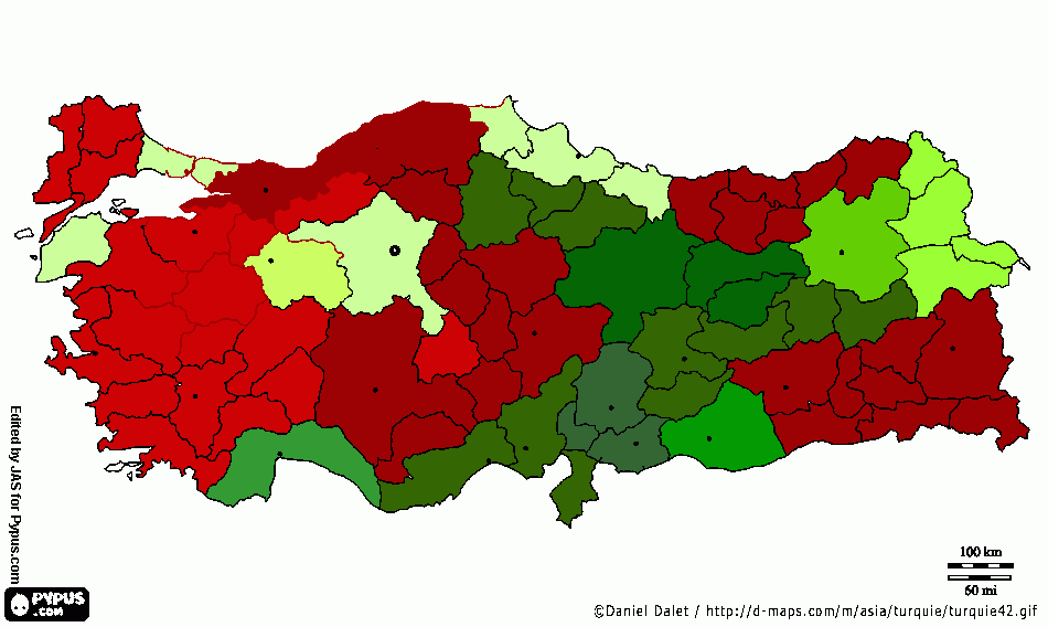 Türkiyede Alevi Nüfusu boyama