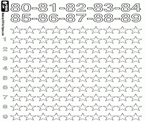 80 ile 89 için saymak için yıldız boyama