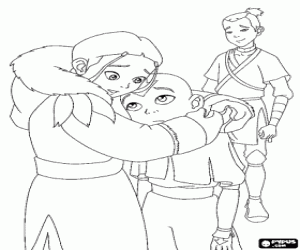 Aang, Katara ve Sokka boyama