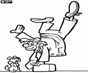 Akrobat palyaço ve köpek yavrusu boyama