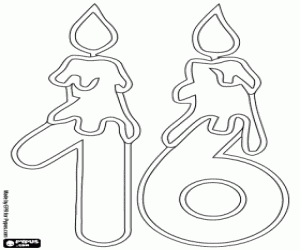 Bir on altı ve mumlar ince çizgi boyama