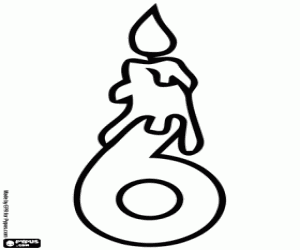 Altı numara ve doğum günü mumu boyama