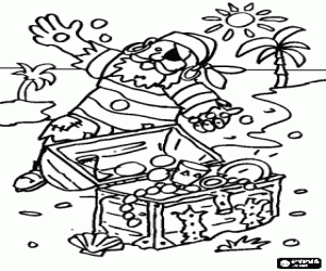 Altın sikke ile bir korsan boyama