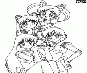 Dört ana Sailor Senshi boyama