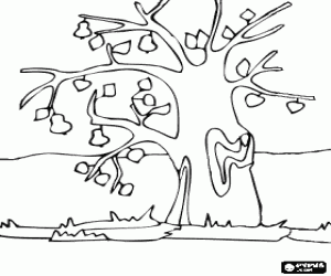 Ağaç dalları üzerinde birkaç yaprak ile boyama