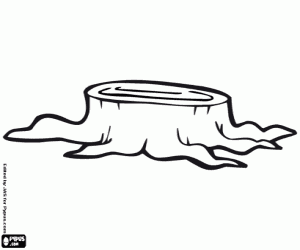 Ağaç güdük. Ağaç kütüğü. Ağaç kesilmiş boyama