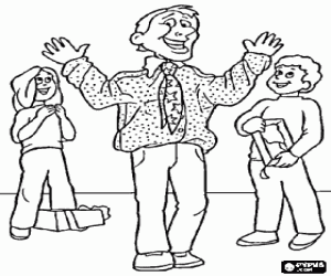 Bir baba hediye ile mutlu boyama