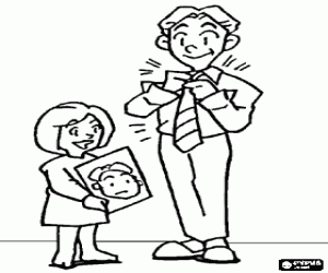 Baba, kravat düğümü ve portre boyama