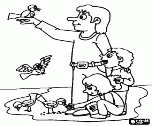 Baba ile oğlu Park boyama