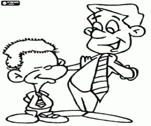 Baba, oğul ve bir kravat hediye boyama