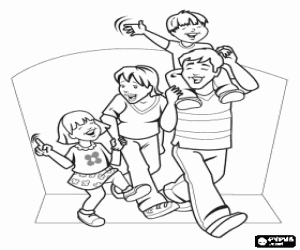 Babalar günü, mutlu bir aile boyama