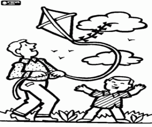 Babam ve ben birlikte uçurtma boyama