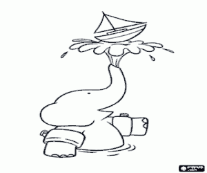 Babar fil ve oyuncak tekne boyama