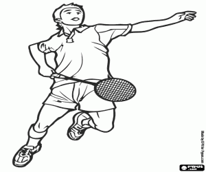 Badminton oyuncu atlama boyama