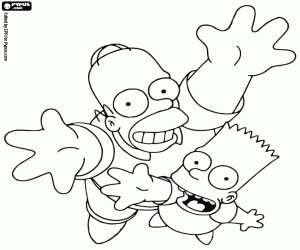 Bart ve Homer yukarı seyir boyama