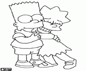 Bart ve Lisa Simpson kucaklama boyama