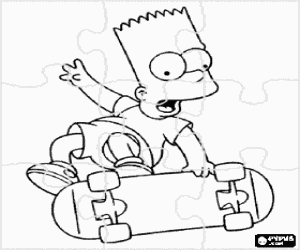 Bart Simpson kaykay üzerinde puzzle boyama