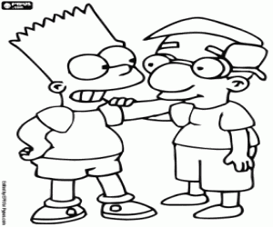 Bart Simpson ve Milhouse, arkadaş boyama