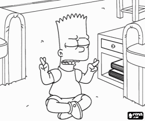 Bart Simpson onun parmak kapısı boyama