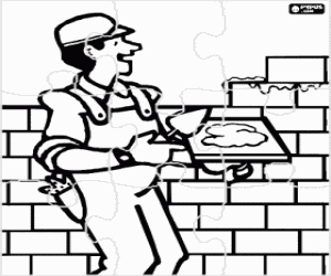 Bulmaca bir Duvarcı ustası ve bir duvar boyama