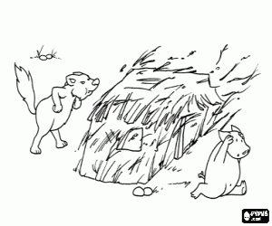 Büyük kötü kurt ve saman ev boyama