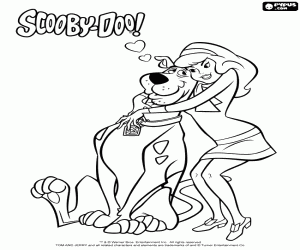 Daphne'nin Scooby-Doo'ya sarılması boyama