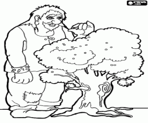 Bir dev ve bir ağaç boyama