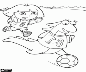 Dora, iguana ve futbol boyama
