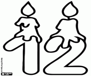 On iki ve doğum günü mumları boyama