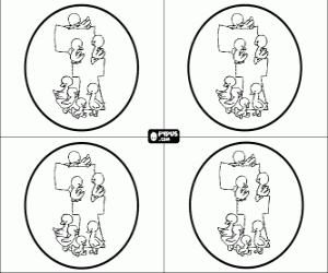 Yedi doğum günü için parti kartları boyama