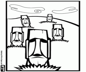 Eksik moais, Rapa Nui Park boyama