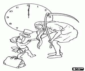 Eski yıl ve yeni bir yıl, bir bebek boyama