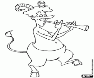 Faunus ve flüt boyama