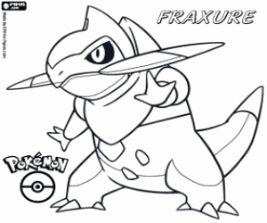 Fraxure, bir ejderha Pokemon boyama