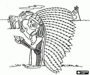 Genç Kızılderili şefi Akdağ boyama