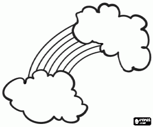 Gökkuşağı arasında iki bulutlar boyama