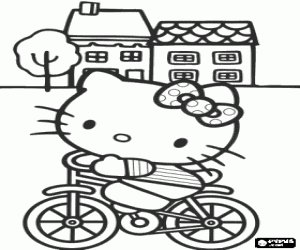 Hello Kitty bir bisiklet üzerinde boyama