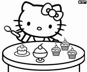 Hello Kitty ve cupcakes boyama