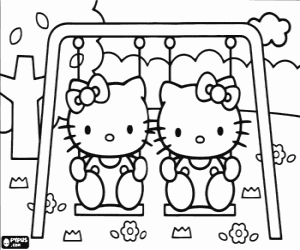 Hello Kitty ve Mimmy salıncaklar boyama