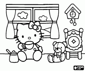 Hello Kitty onun ev içinde boyama