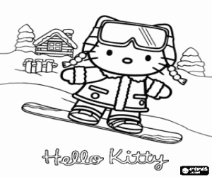 Hello Kitty ile snowboard boyama