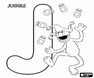 J harfi ve Grover Sesame Street boyama