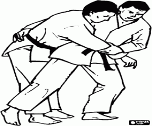 Judo - İki jūdōkas practicing boyama