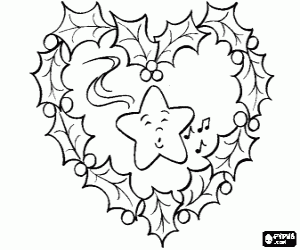 Bir kalp, bir Noel çelenk boyama