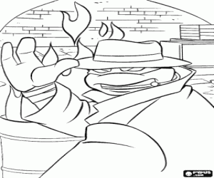 Bir kaplumbağa ninja ile yağmurluk boyama